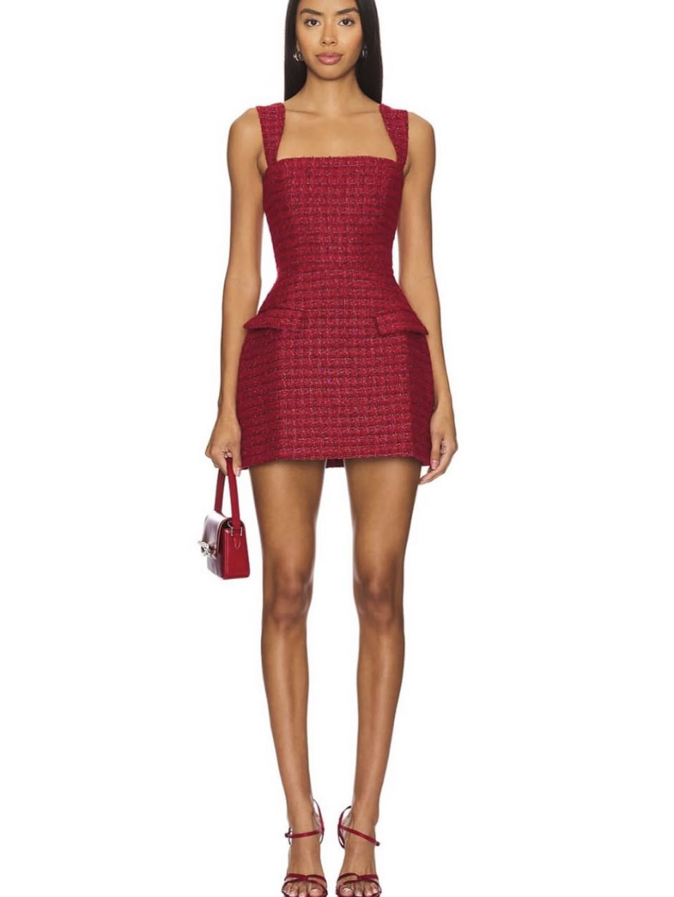 Red Tweed Mini Dress