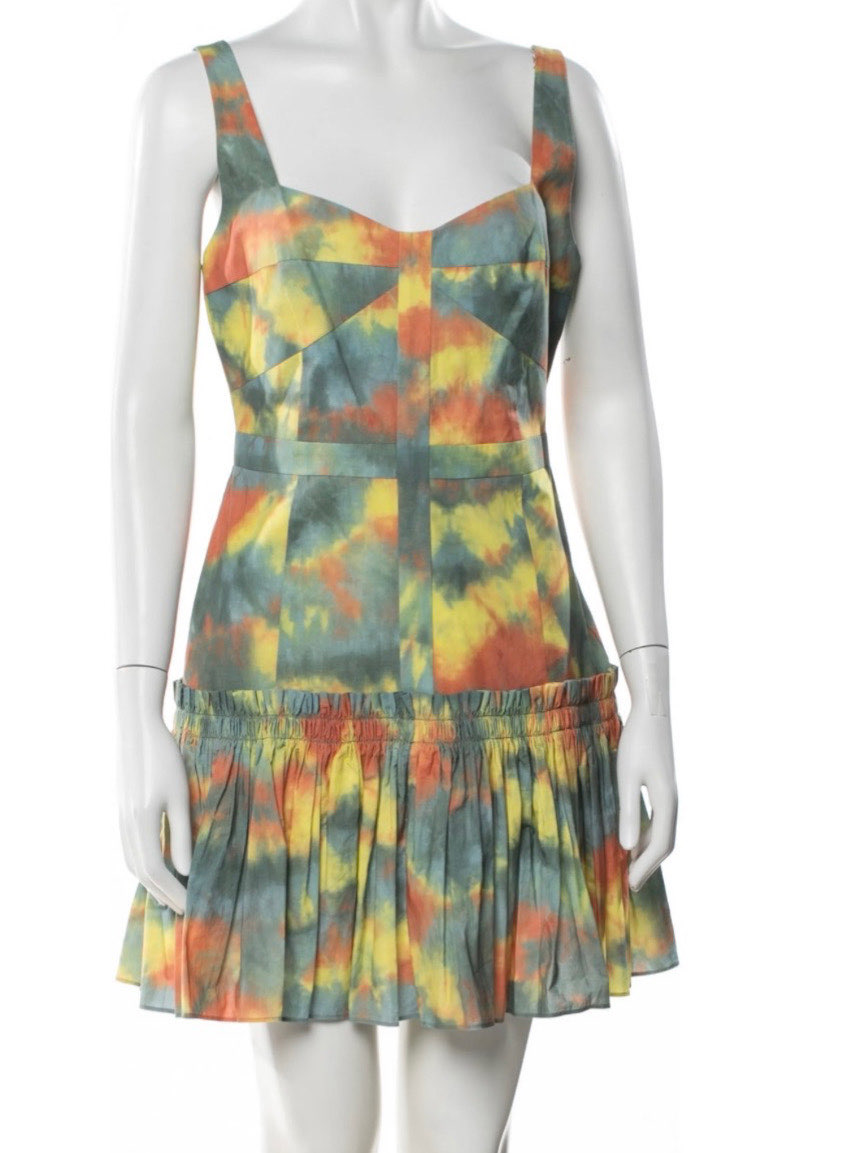 Tie-Dye Sweetheart Neck Mini Dress