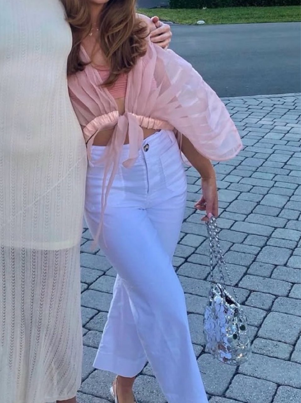 Sheer Pink Tie-Front Top