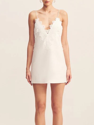 Shona Joy White Lace Appliqué Mini Dress