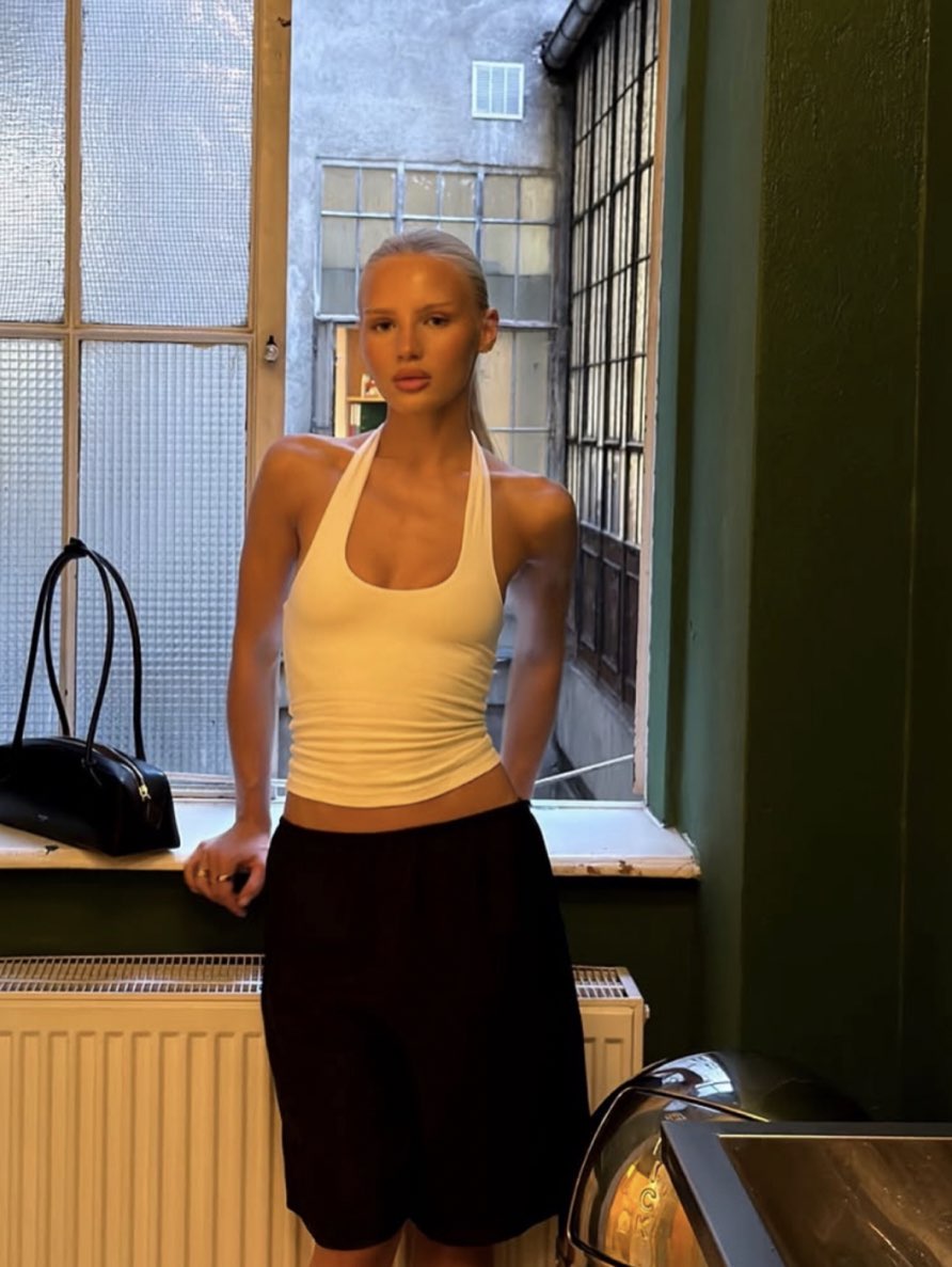 White Halter Neck Tank Top