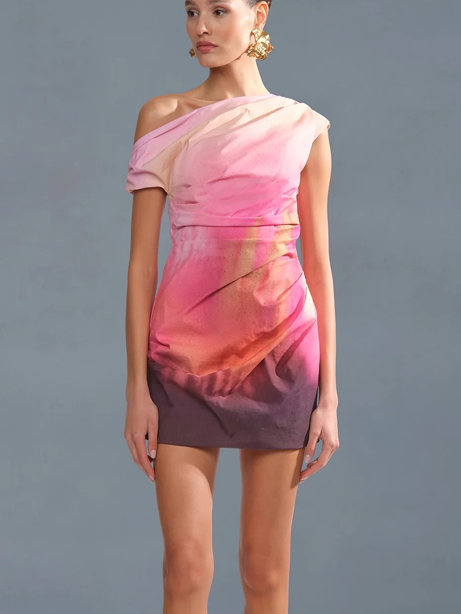 Ysella Off The Shoulder Mini Dress in Flora in Focus