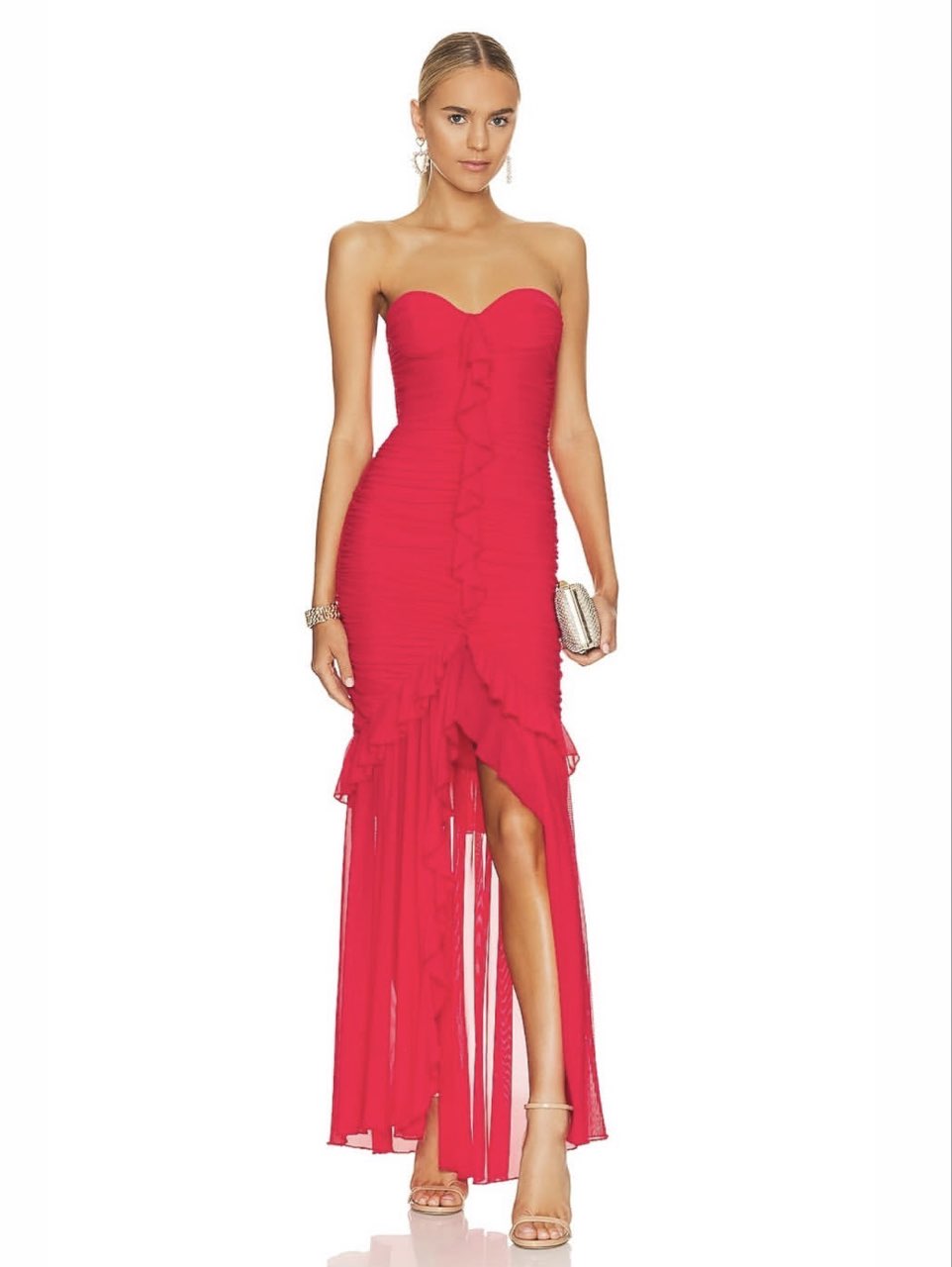 MAJORELLE Giules Gown in Cherry Red Size XS
