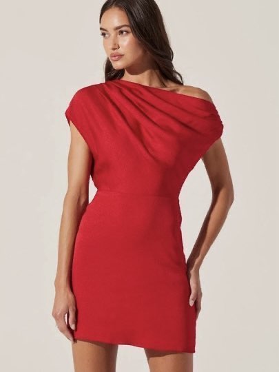 Draped Off Shoulder Mini Dress