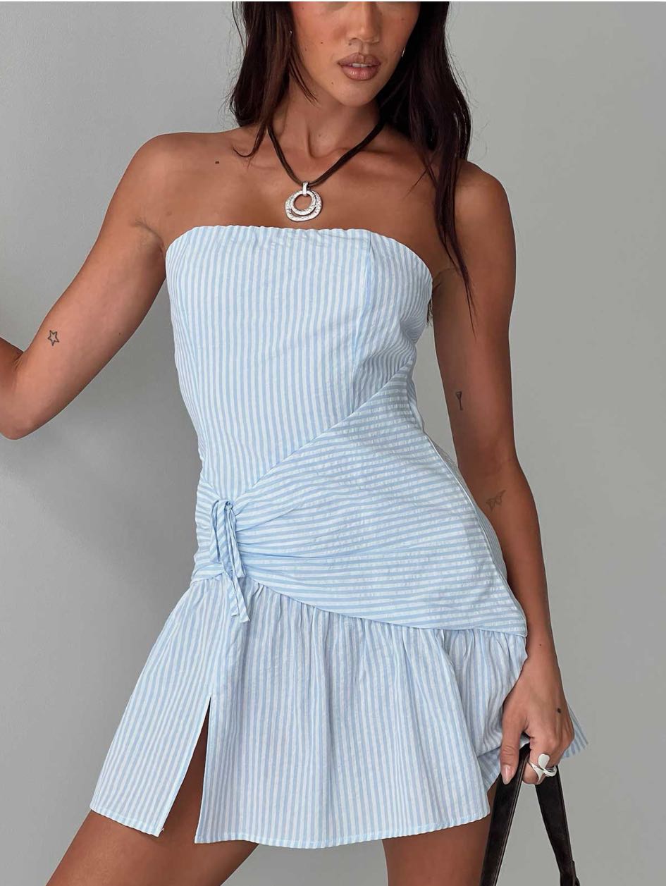 Archetype strapless mini dress blue stripe