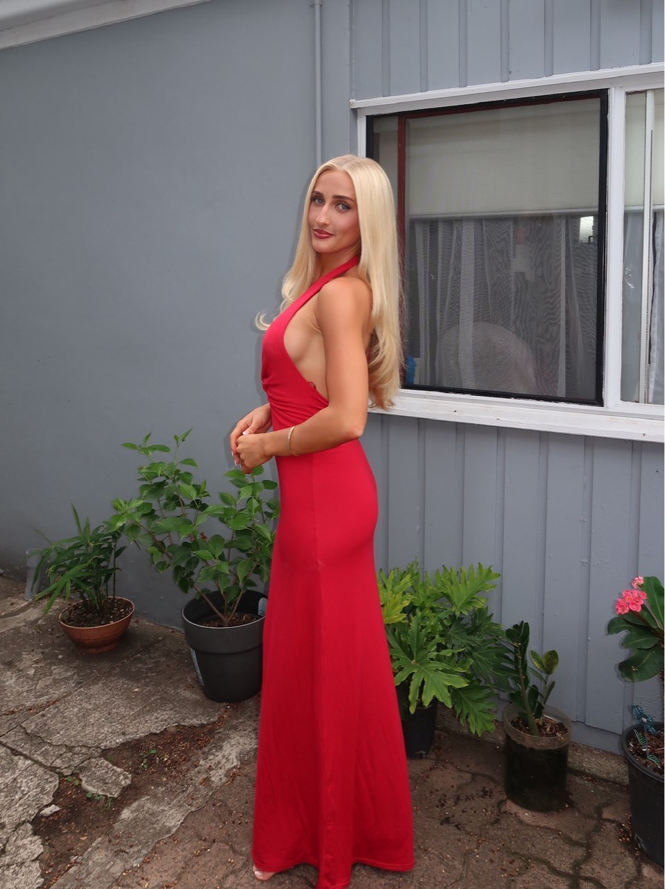 Red maxi dress
