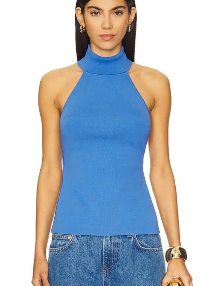 Cobalt Blue Halter Turtleneck Top