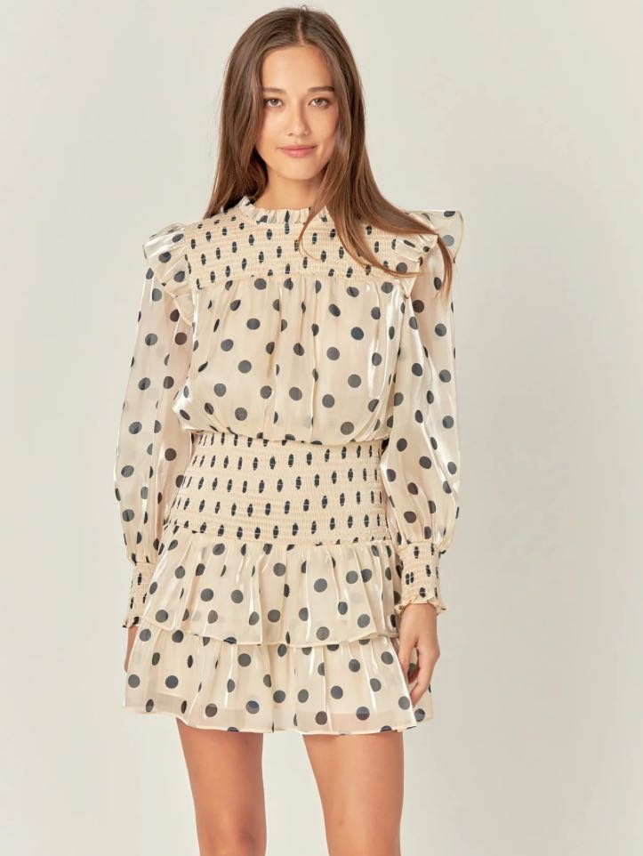 Dot Printed Mini Dress