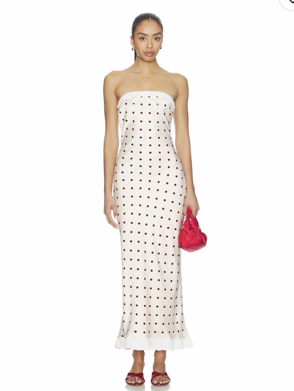 Donni Dress in Ivory Red Dots