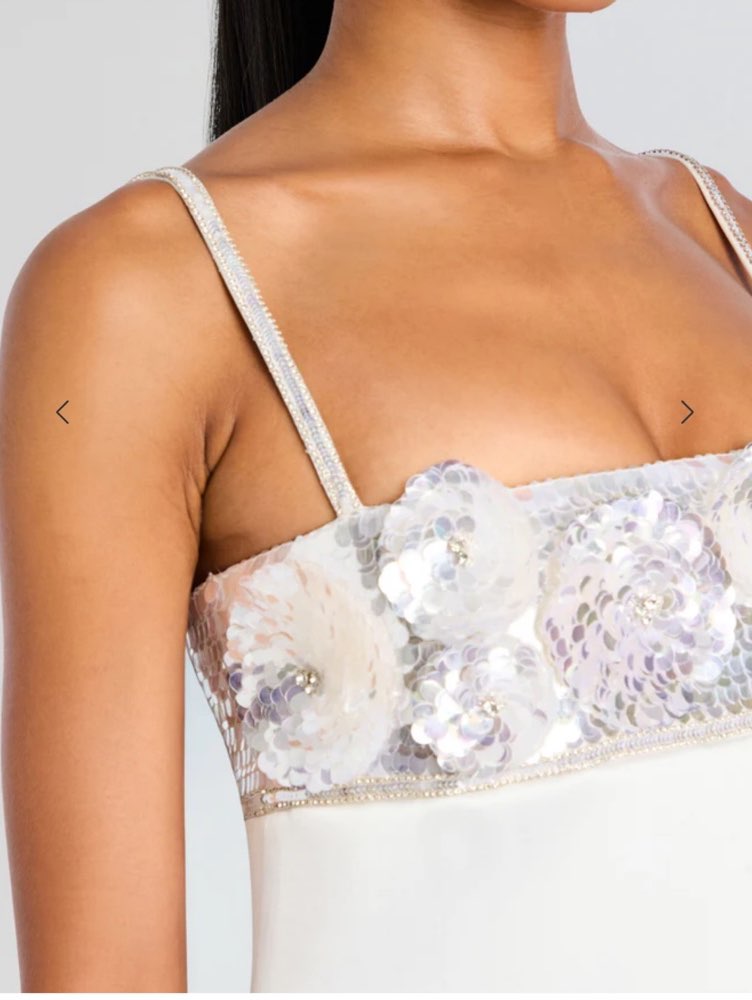 White Sequin Bust Mini Dress