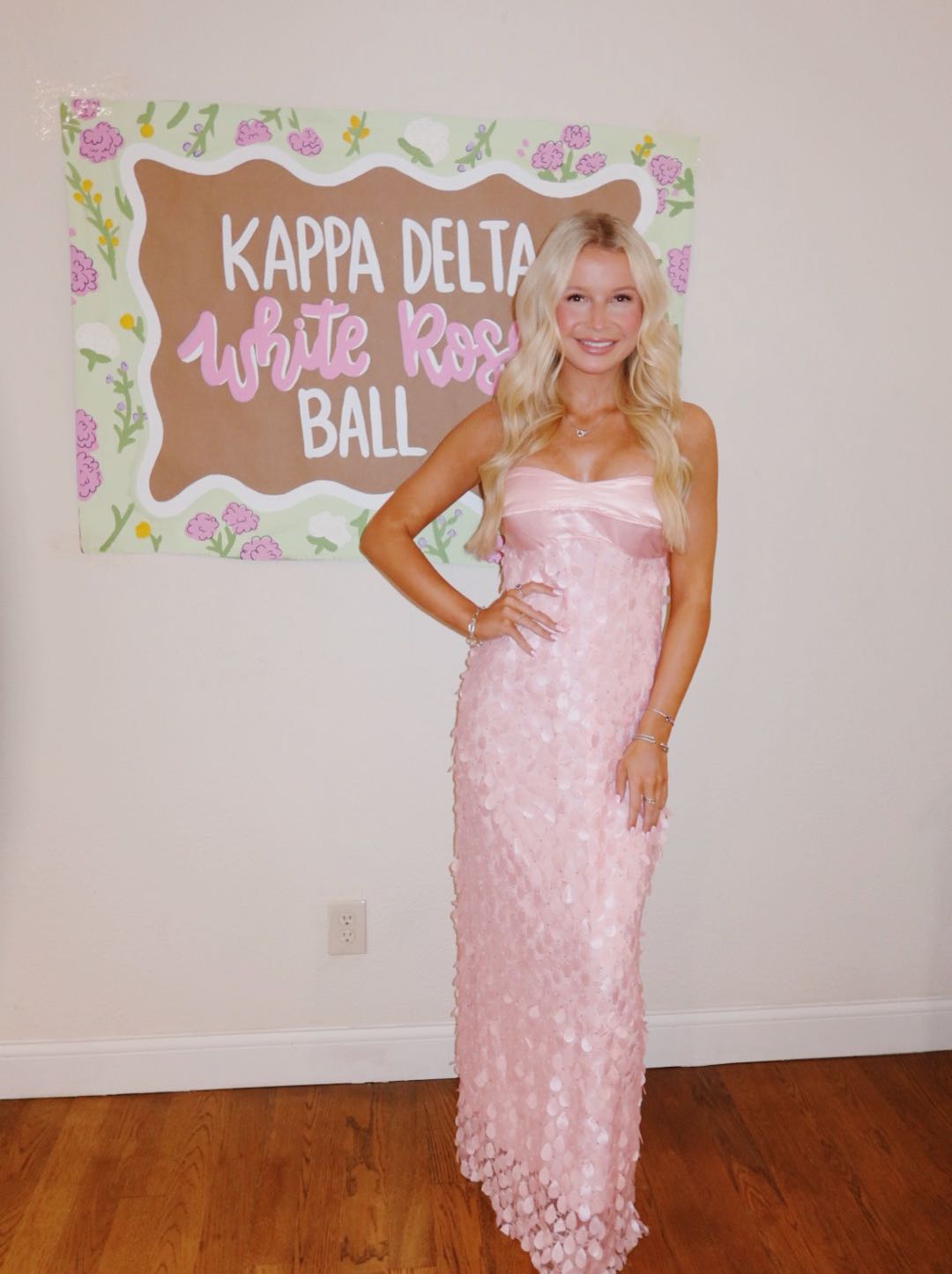 Light Pink Sequin Strapless Gown