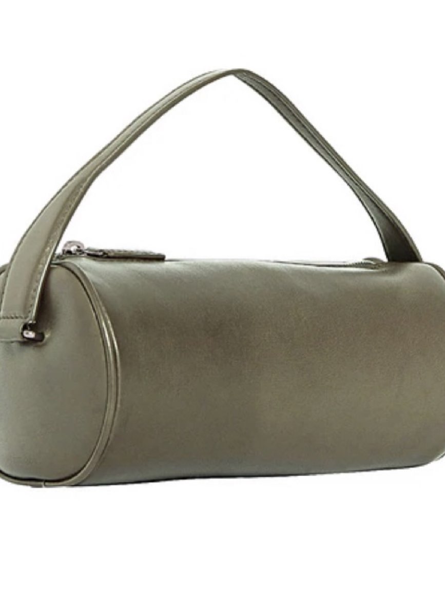 Olive Green Cylindrical Shoulder Bag