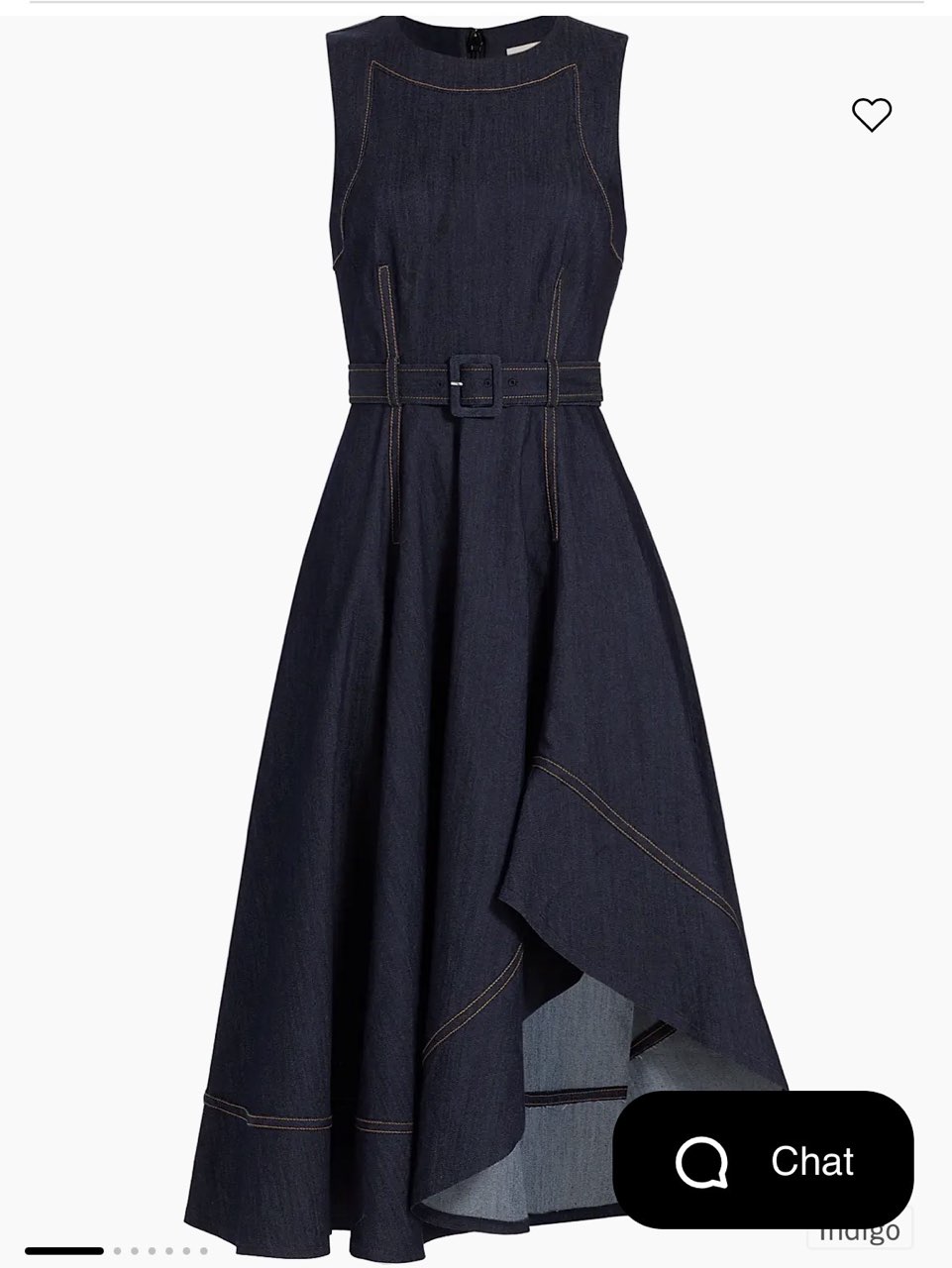 Dark Wash Denim Belted Midi Dress