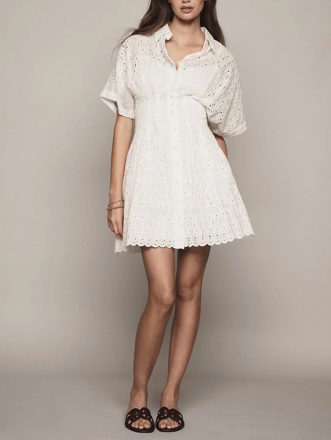 White Eyelet Shirt Dress