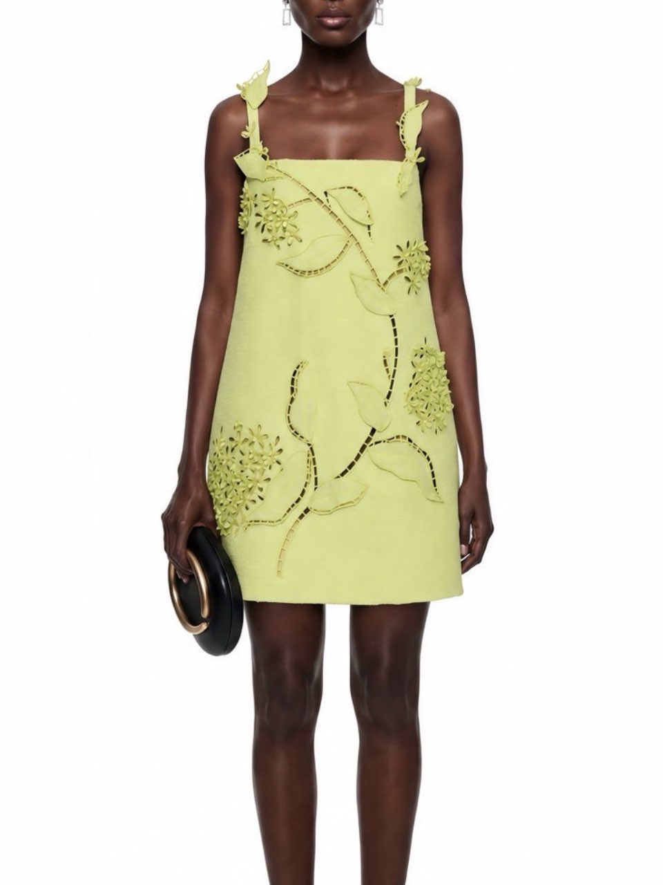 Lime green mini floral dress