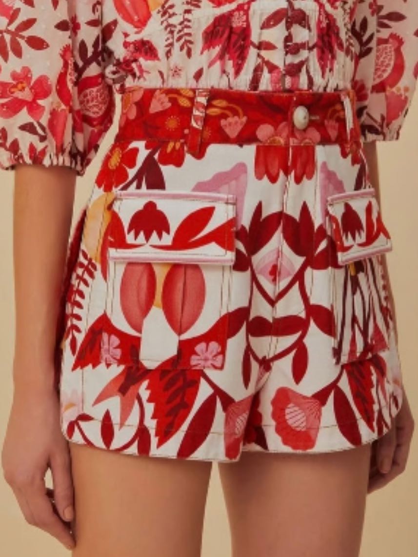 Off White Romantic Orchard Pocket Short