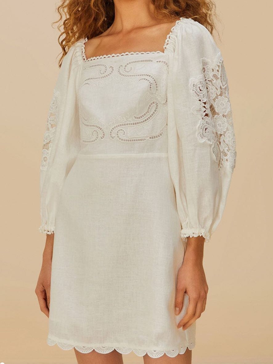 Farm Rio White Embroidered Dress