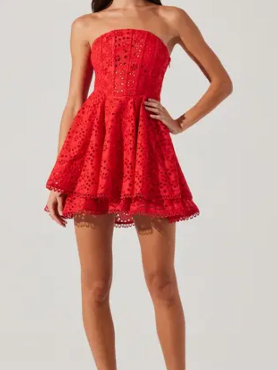 ASTR Strapless Red Mini Dress