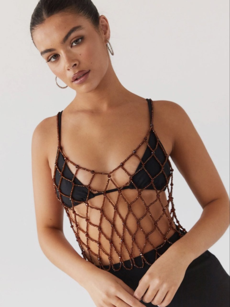 Beaded Mesh Crop Top