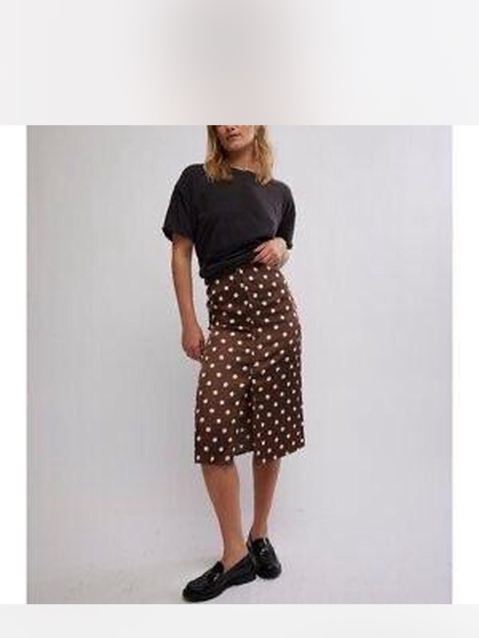 Free people midi brown polka dot skirt
