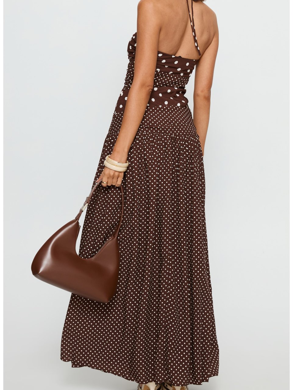Marguerite Halter Dot Print Maxi Dress
