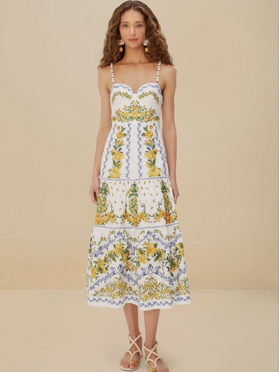 Farm Rio sicily organic cotton midi dress