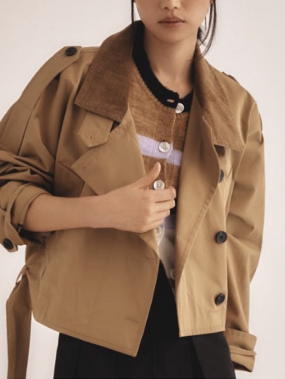 Cropped Tan Trench Jacket
