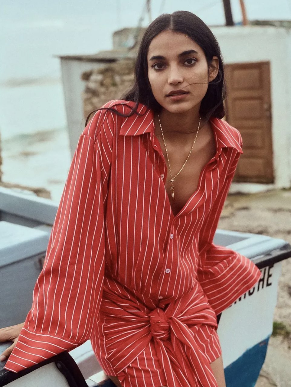 Bardot Malira Long-Sleeve Mini Shirt Dress