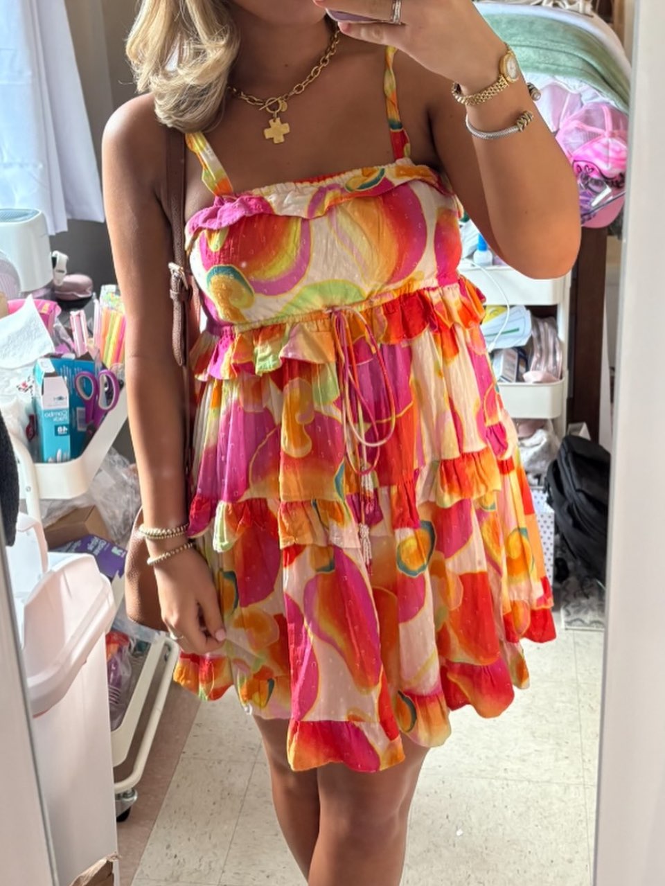 Multi-Color Tiered Ruffle Mini Dress