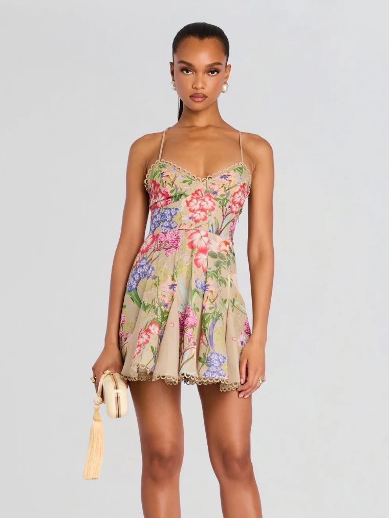 Floral Scalloped Mini Dress