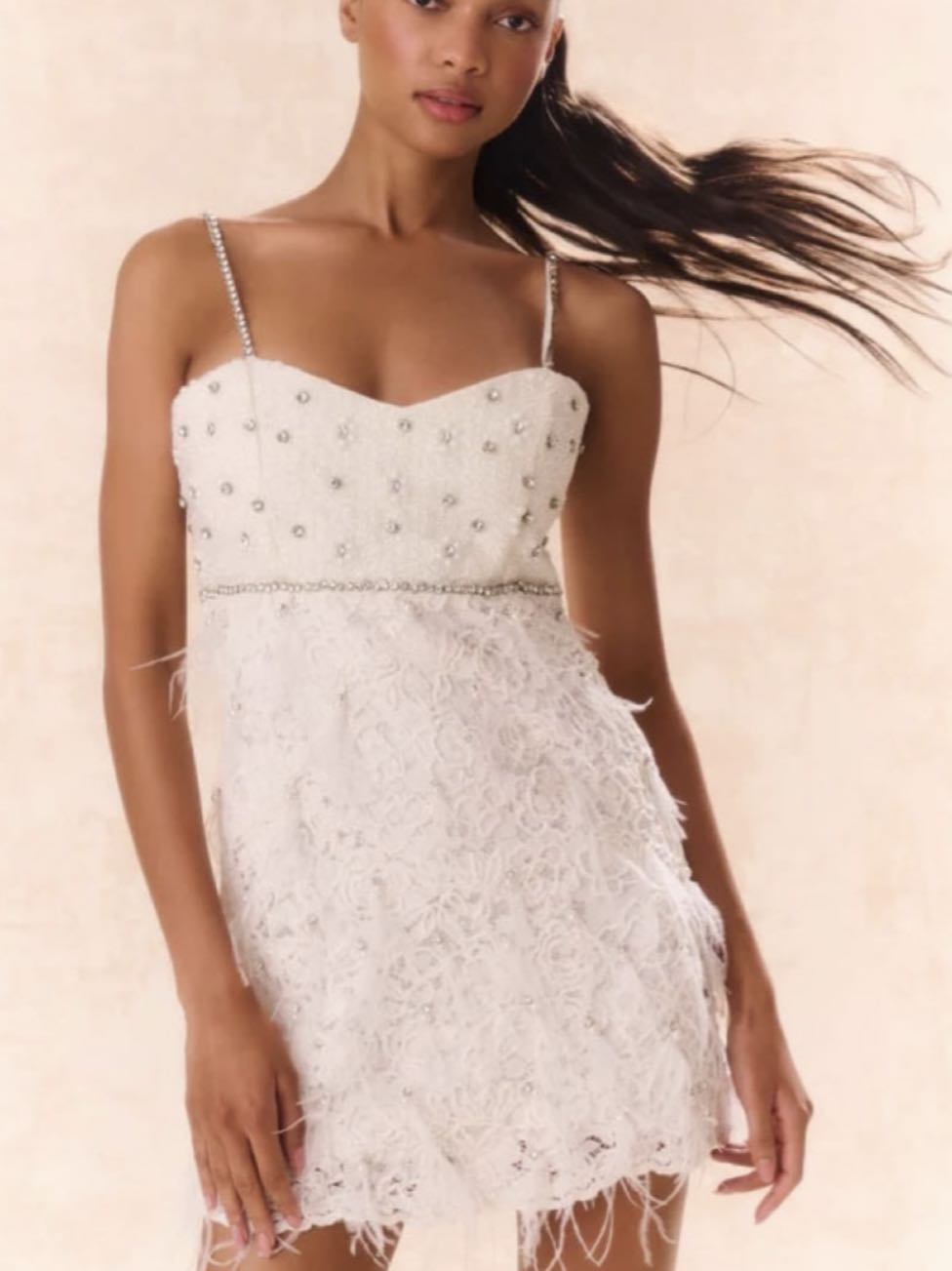 LoveShackFancy Embellished White Mini Dress