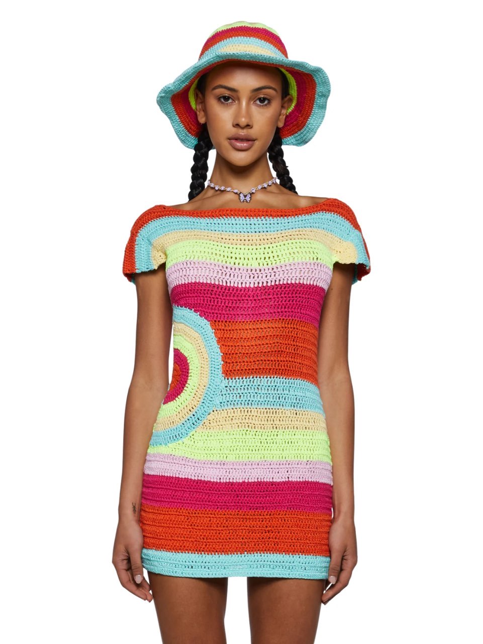 Multicolor Crochet Mini Dress