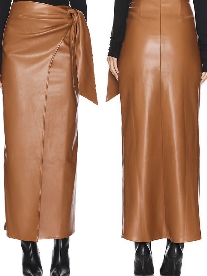 Faux Leather Knot-Front Maxi Skirt