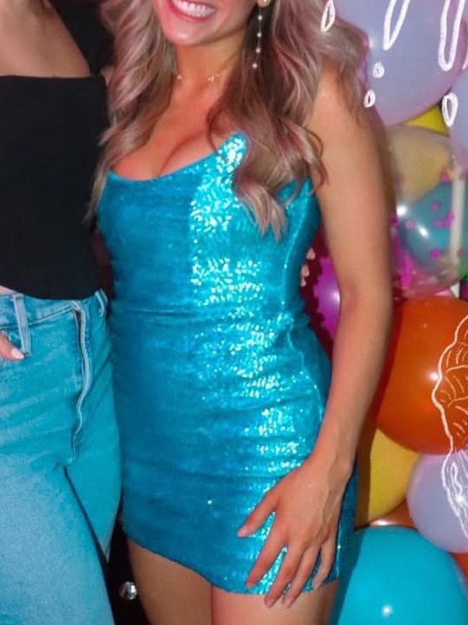 Lucy In the Sky blue sequin formal mini dress