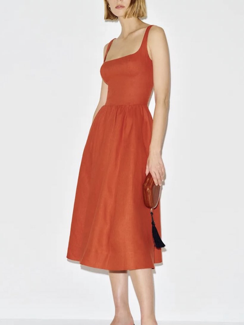 Reformation Janu linen midi dress in chili mango