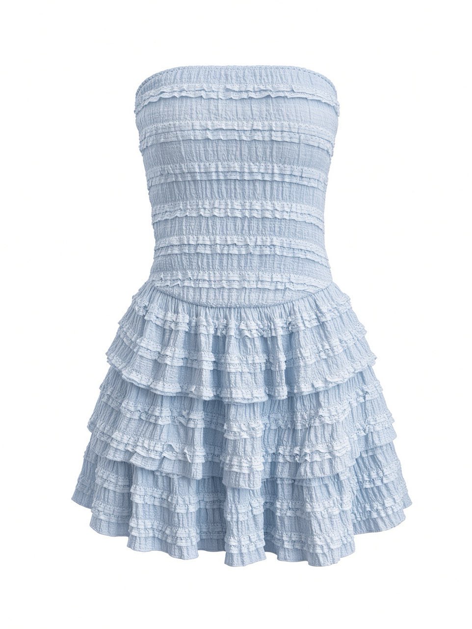 Light Blue Ruffled Mini Dress
