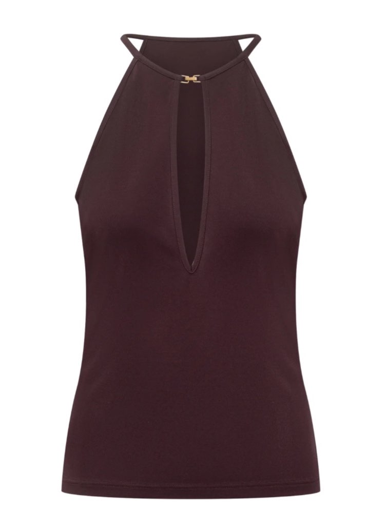 Burgundy Halter Neck Keyhole Top