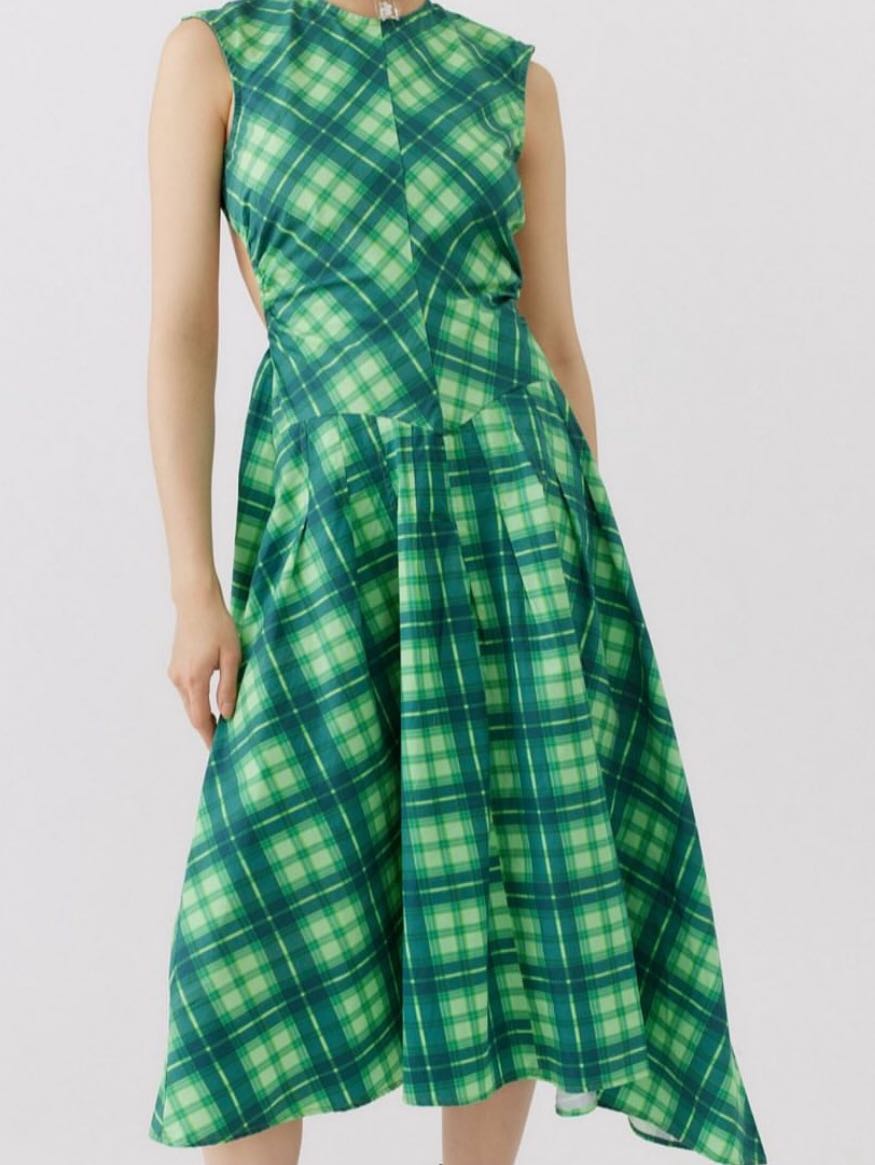 Avril Plaid Midi Dress