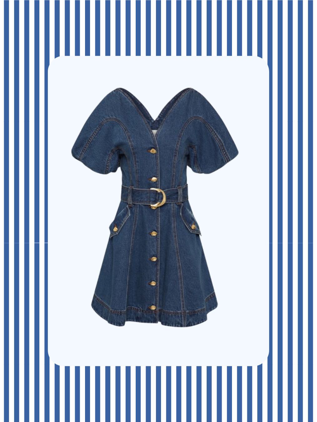 Denim Belted Mini Dress