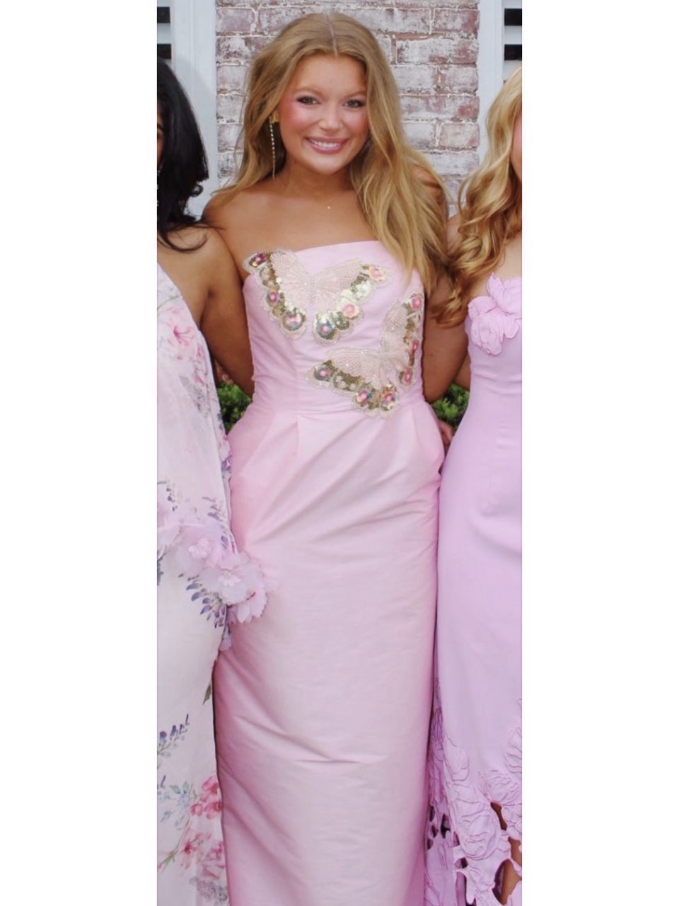 Silk Column Dress + Beaded Butterfly Embellishment