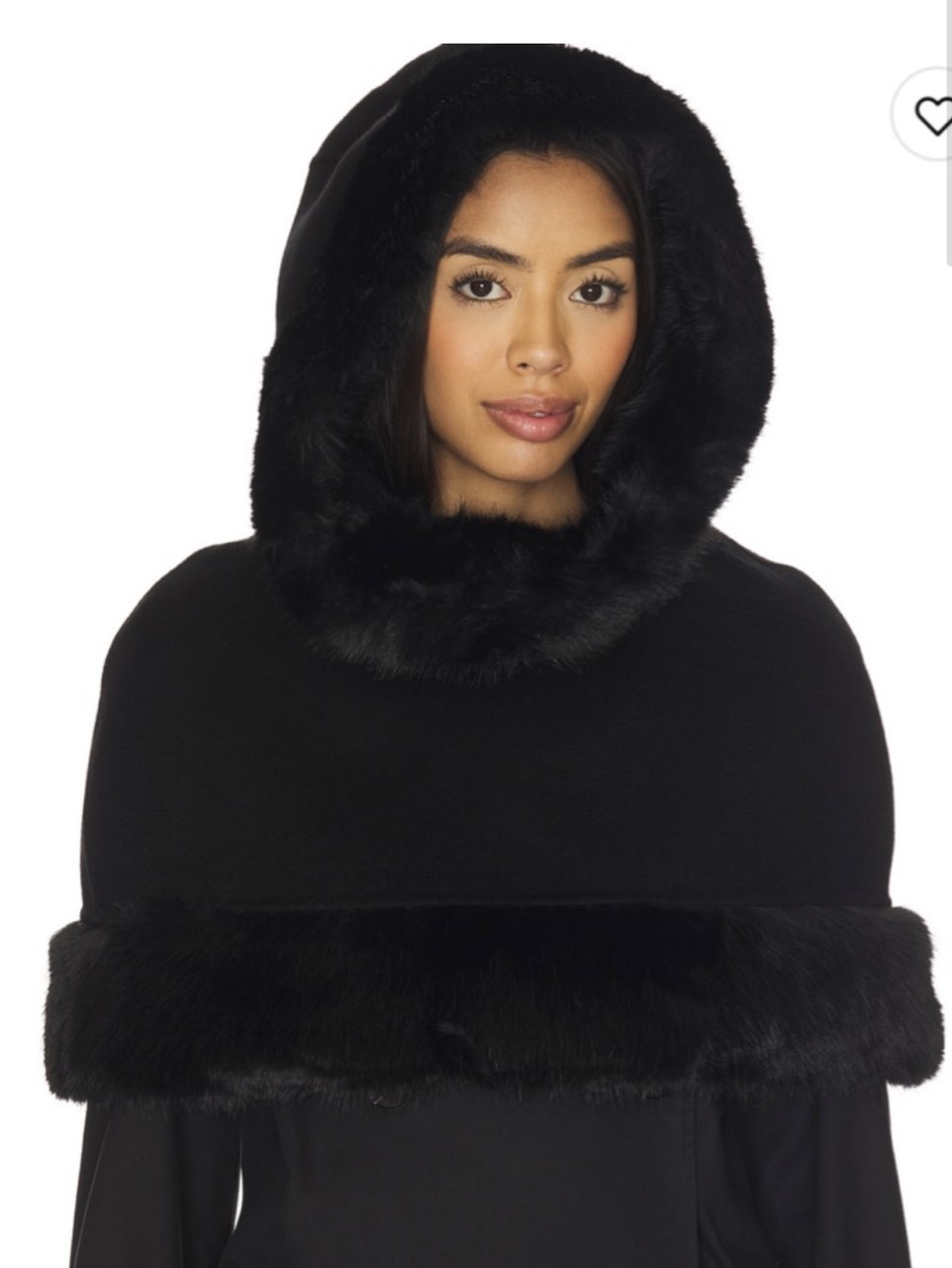 Black Faux Fur Trim Cape