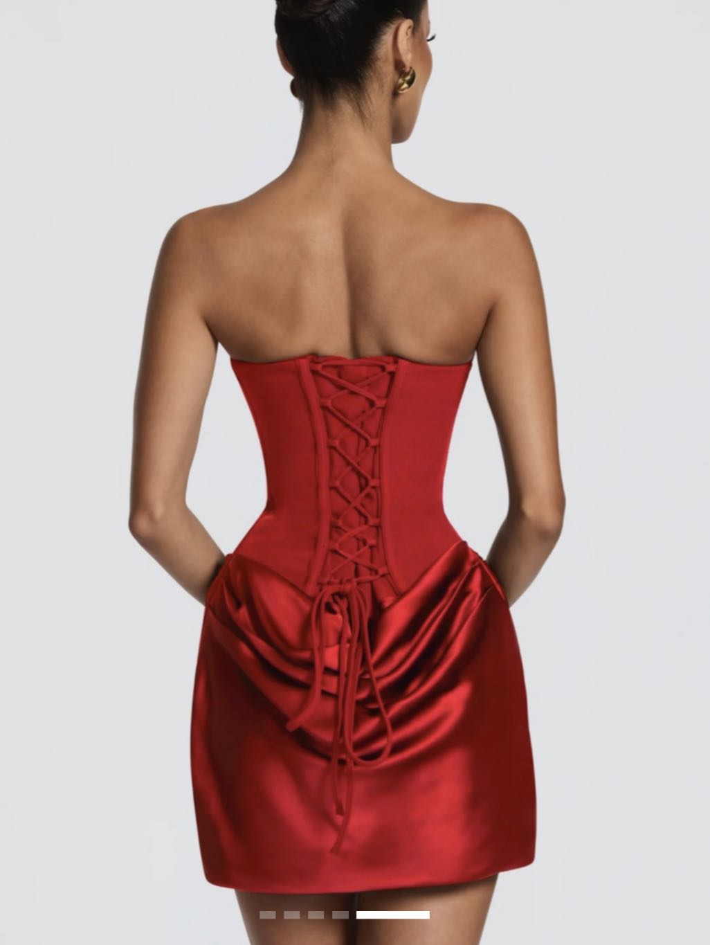 Red Strapless Mini Dress with Draped Detail