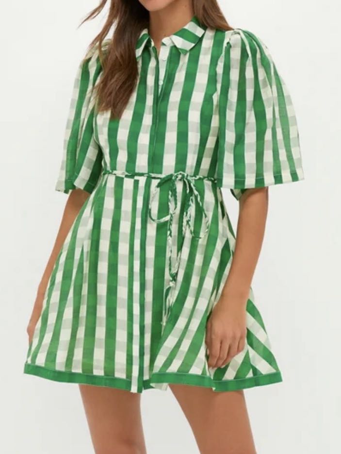 Green Gingham Cindy Mini Dress