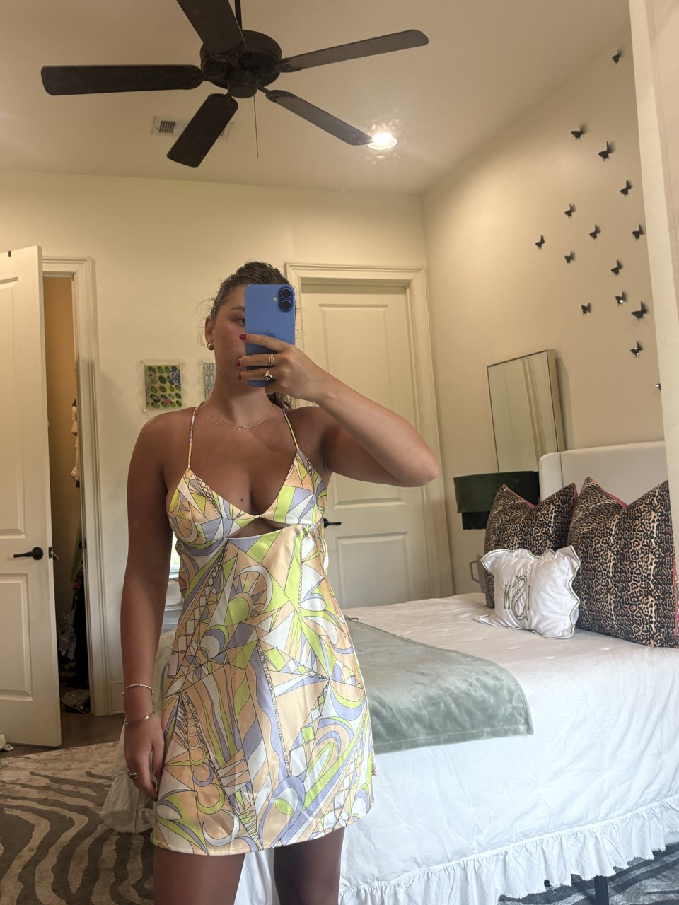 Geometric Cut-Out Mini Dress