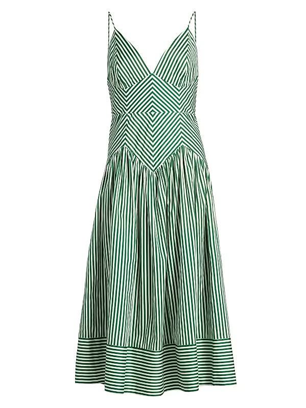 Green Striped Midi Dress