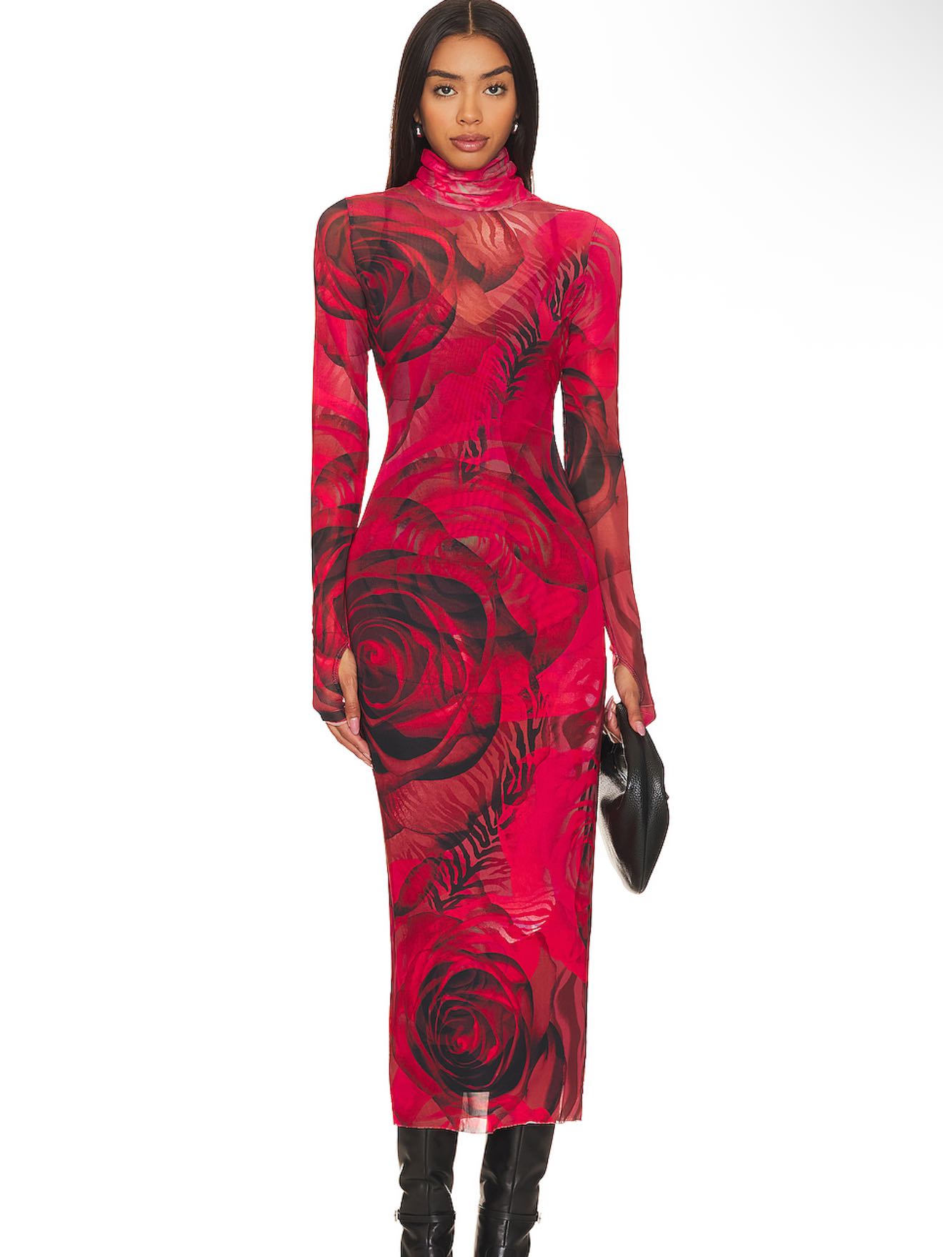 Red Floral Maxi Dress