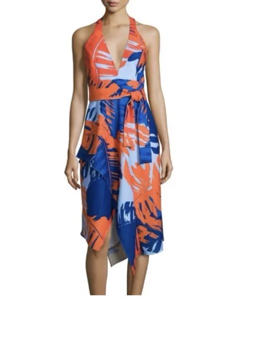Abstract Print Halter Midi Dress