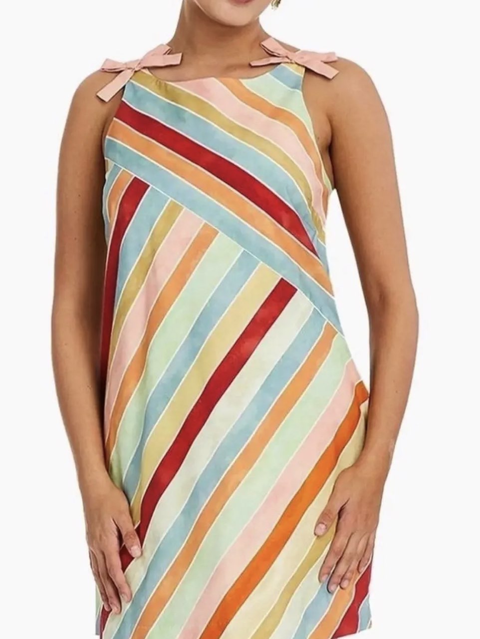 Payton Striped Bow-Embellished Mini Shift Dress
