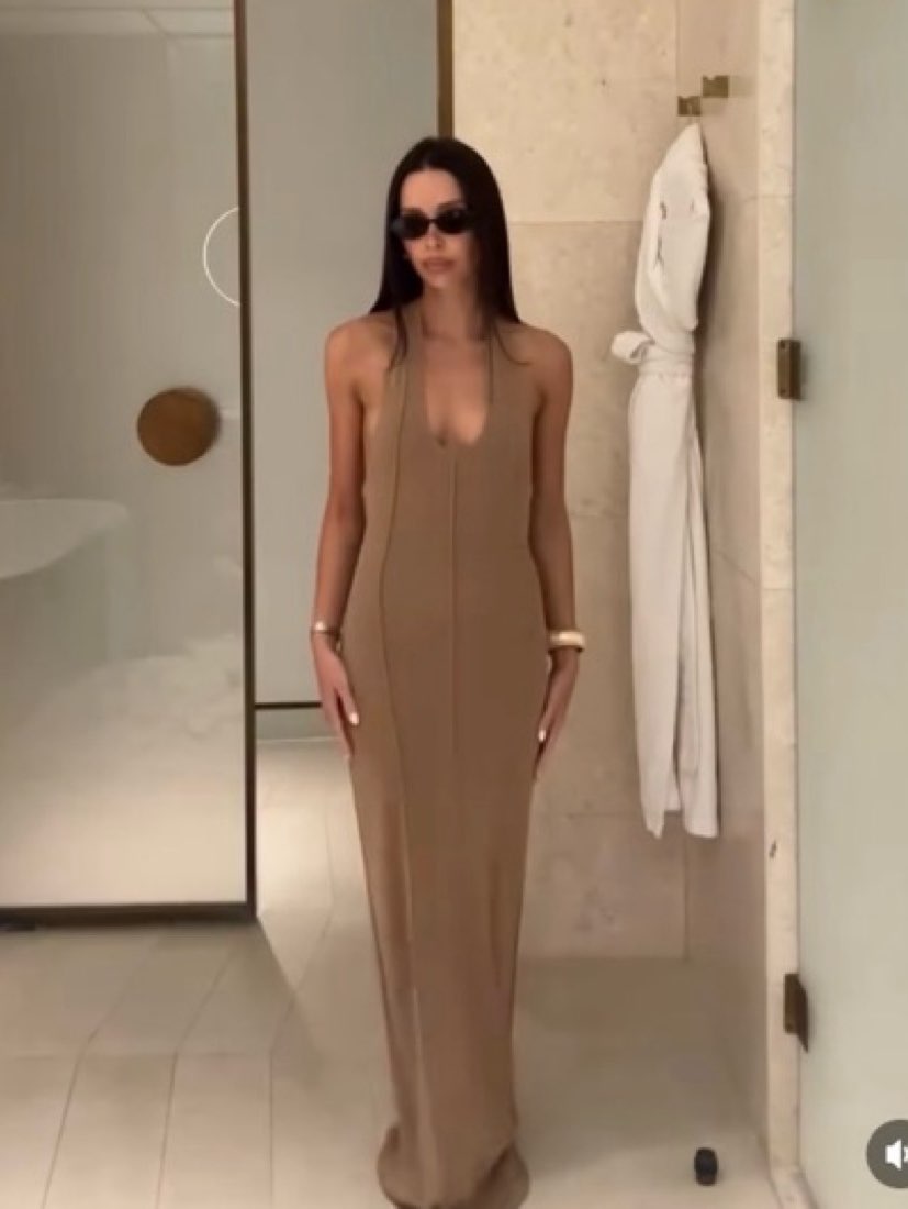 Taupe Ribbed Halter Maxi Dress