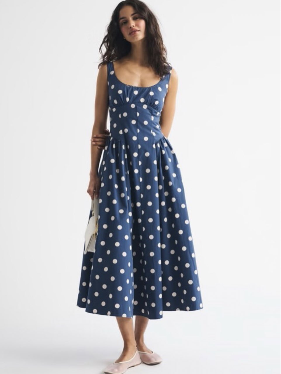 Abercrombie & Fitch dylan midi dress in navy dot